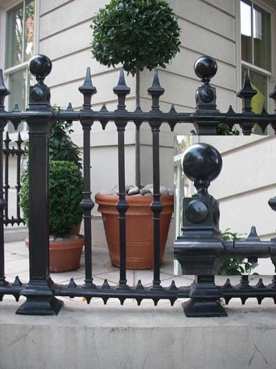 Newly installed cast iron railings in a classic style at Palace Gate in London