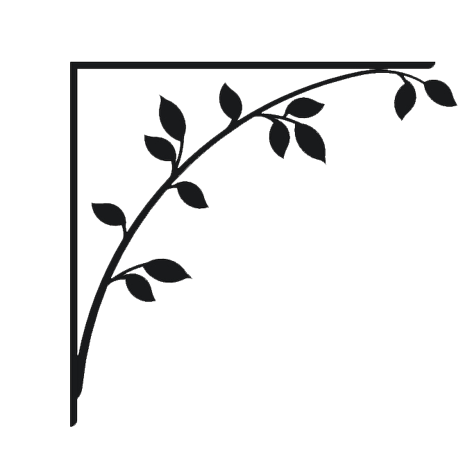 Roseleaf Spandrel Bracket Wrought iron bracket with cast iron leaves