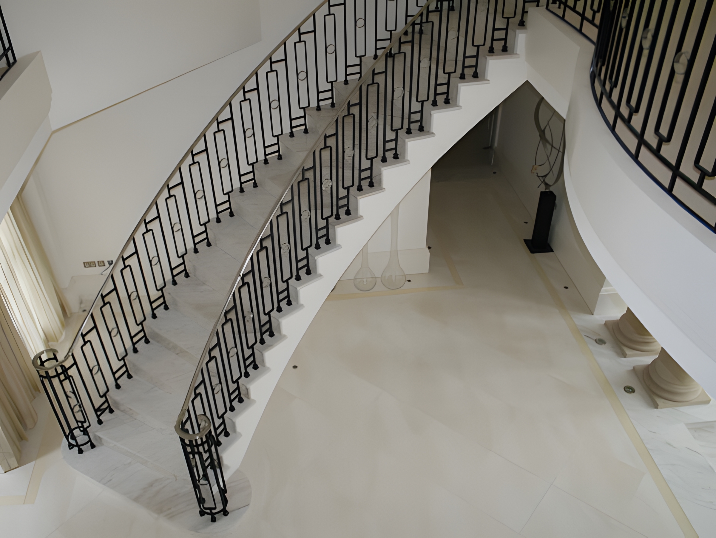 steel_staircase_weybridge Marble Staircase with Bespoke Balustrade & Stainless Steel HANDRAIL